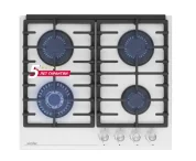 Газовая варочная поверхность Simfer H60H41C570 (газ-контроль, WOK конфорка, чугунные решетки, белое стекло)
